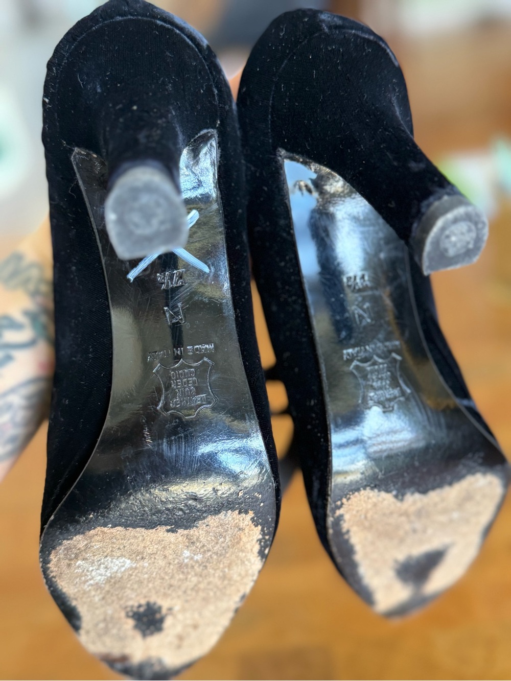 Vintage Yves Saint Laurent Velvet With Satin Lace up Heels. Made in Italy size 7 - Picture 9 of 9